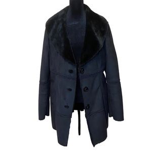 New York & Company Black Shearling Women Coat Size Large